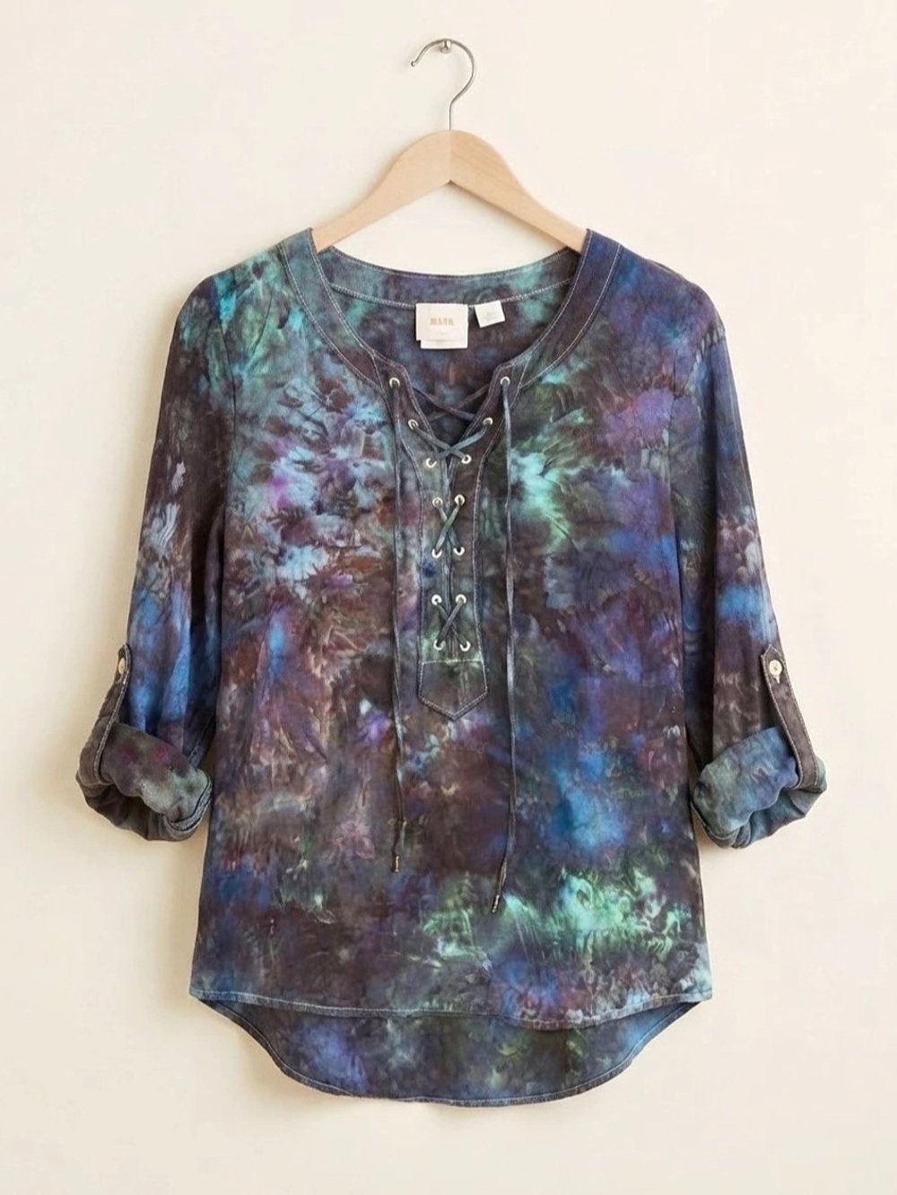 Maeve Ice Dyed Lace-Up Blouse